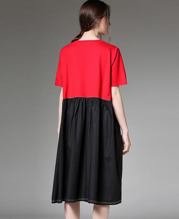 大きいサイズ ワンピース 異素材ドッキング ステッチ 4l Ll カジュアル インポート 切り替え 3l 5l 大人