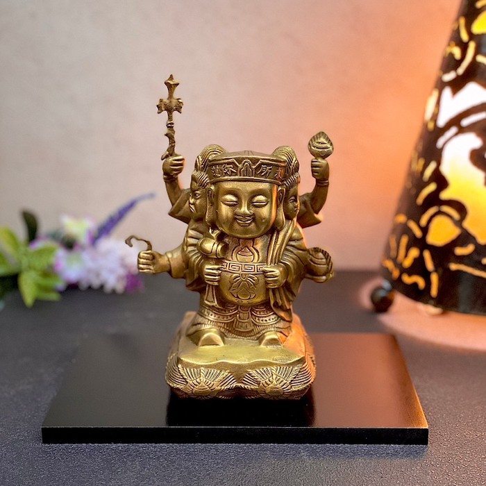 楽天市場】三面大黒天 弁財天 毘沙門天 置物 七福神 木彫り 長寿