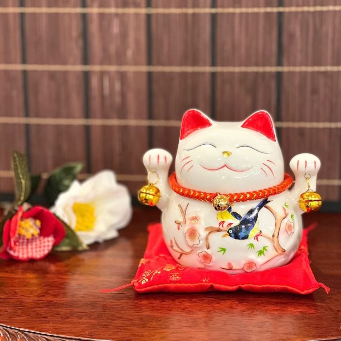 楽天市場】開運招き猫 置物 陶器製 赤 和風 風水 金運アップ
