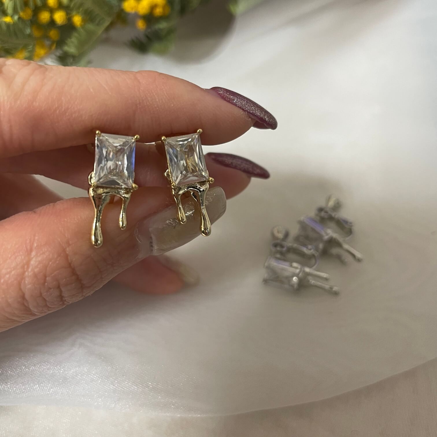 楽天市場】【まとめ買いで最大P10倍】イヤリング 個性的 ガラス 真鍮