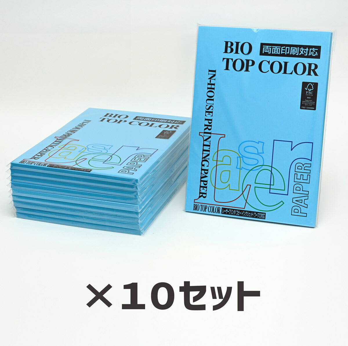 10冊セット｜ 伊東屋 バイオトップカラー BT118 アクアブルー 80g 1冊100枚入り Itoya mondi BIO TOP COLOR
