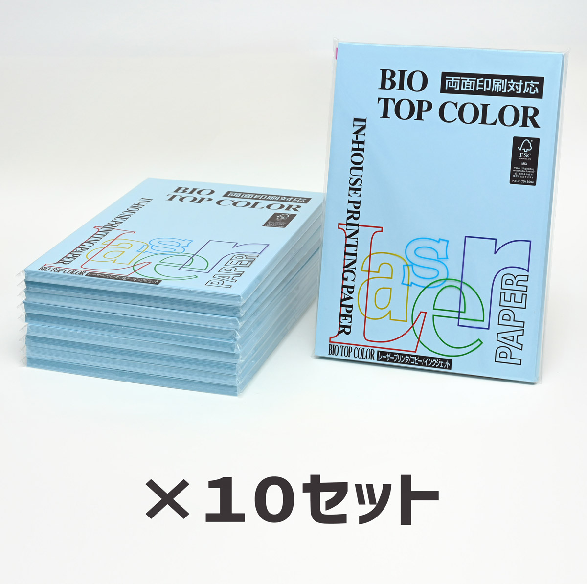 10冊セット｜ 伊東屋 バイオトップカラーBT132 アイスブルー 80g 1冊100枚入りItoya mondi BIO TOP COLOR｜晴林堂