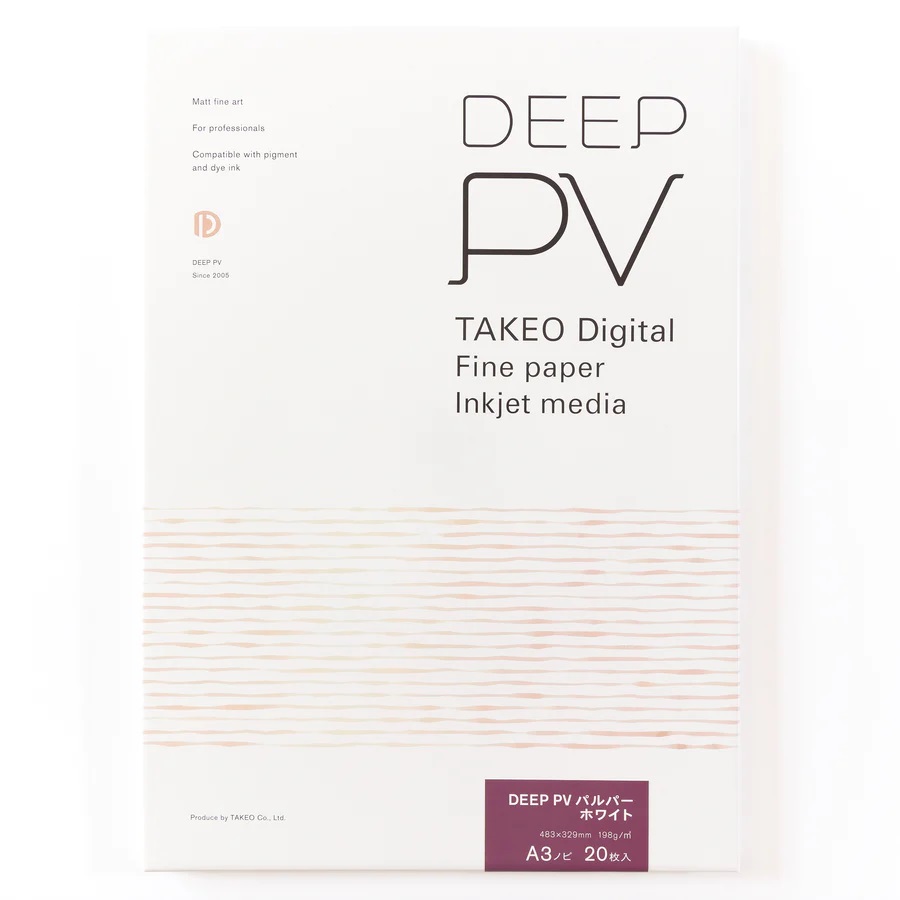 竹尾|TAKEO インクジェット専用 高級写真用紙DEEP PV パルパー ホワイトA3ノビ 20枚入りパルプの素材感が空の雲を思わせる質感|晴林堂
