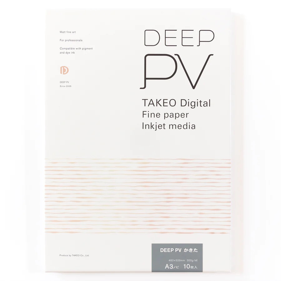 竹尾｜TAKEO インクジェット専用 高級写真用紙 DEEP PV かきたA3ノビ 10枚入り デッサン、モノクロに。高級感溢れる版画用紙