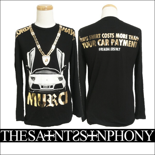 即納最大半額 The Saints Sinphony セインツシンフォニー Lord Have Murci Tシャツ 長袖 ブラック Blk メンズ カープリントにネックレスプリントをプラス ブラックにゴールドプリントが映える1枚です インポート 最適な材料 Www Balloonylandkw Com