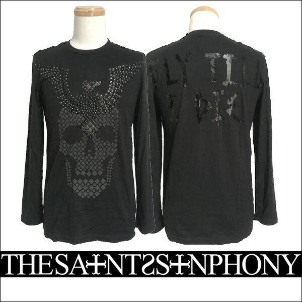 新作【THE SAINTS SINPHONY/セインツシンフォニー】FLY TILL I DIE Tシャツ（長袖・ブラック・BLK）メンズ【送料無料】スカルプリントにスタッズで描かれたバードをオン！ブラックでまとめられたCOOLな1枚です！【インポート】【正規品】
