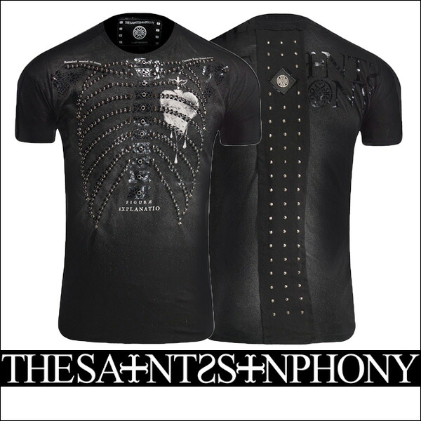 新作【THE SAINTS SINPHONY/セインツシンフォニー】THEM BONES・Tシャツ（半袖・CREWネック・ブラック・BLK）メンズ【送料無料】レントゲン風のデザインをスタッズで！ブラックなデザインがかっこいい一枚！【インポート】【セレカジ】【正規品】｜セレクトショップMOMO
