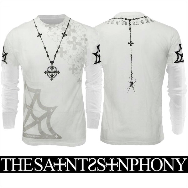 新作【THE SAINTS SINPHONY/セインツシンフォニー】KILLER INSTINCT Tシャツ(長袖・ブラック・BLK)メンズ【送料無料】定番人気のネックレスプ×クロスにスパイダーモチーフをプラス!モノトーンでまとめた大人カッコイイ1枚!【インポート】【正規品】|セレクトショップMOMO