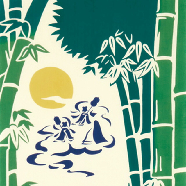 楽天市場 注染手ぬぐい 日本の昔話 かぐや姫 Kenema 追跡可能メール便送料無料 日本製 手染め 手拭い てぬぐい タペストリー 壁飾り インテリア おとぎ話 竹取物語 竹林 雀 月 しのびや楽天市場店