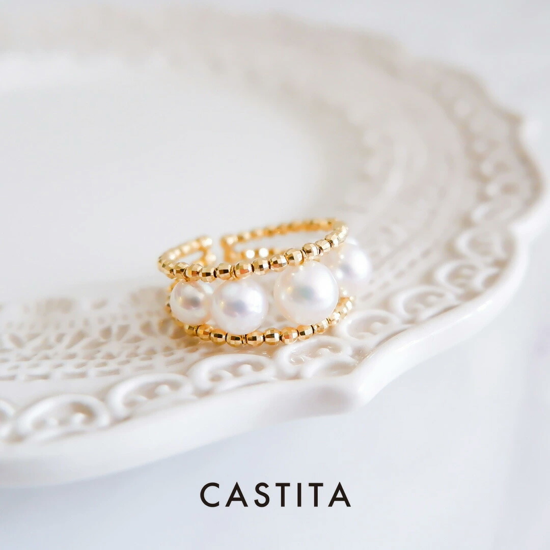 楽天市場】K18 YG フリーサイズ リング あこや真珠 3粒 4mm 6mm 8mm 18