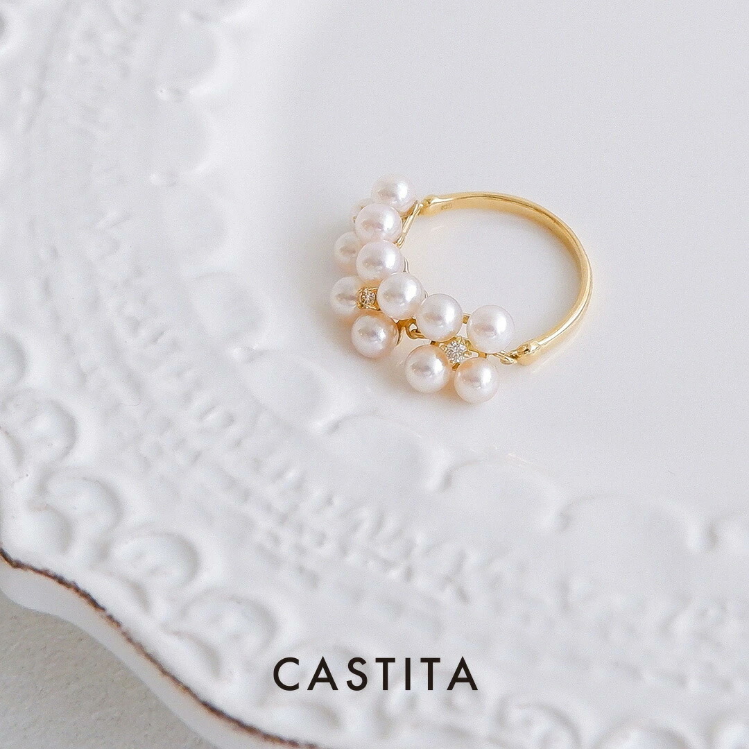 楽天市場】【在庫あり】K18 パールリング CASTITA（キャス