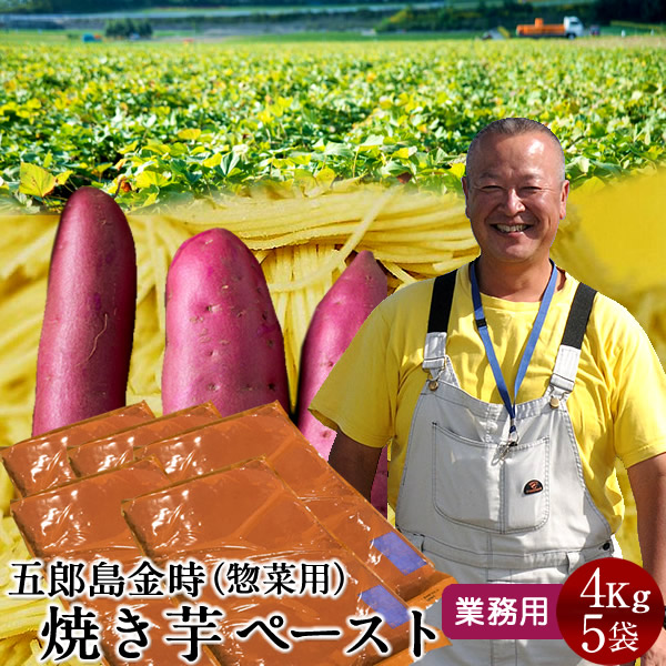 さつまいも 焼き芋 五郎島金時 4kg 業務用 ペースト（3mm）×5袋 石川県産 加賀野菜 プレゼント お土産 さつま芋 農家屋直送 お返し 御祝い おいしい おすすめ サツマイモ 送料無料［父の日 お中元ギフト］