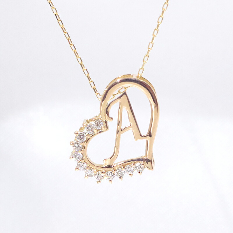 Ａ イニシャル　ペンダント　ダイヤモンド　ネックレス　　K18　18金イエローゴールド　ファッション　ジュエリー　アクセサリー　レディース　「4P108AYG」　送料無料　ハート　heart　18金　品質保証書　プレゼント