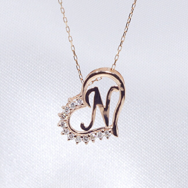 K18PG Ｎ イニシャル ペンダント ダイヤモンド ネックレス 18金ピンクゴールド ファッション ジュエリー レディース アクセサリー 「4P108NPG」【送料無料】 *