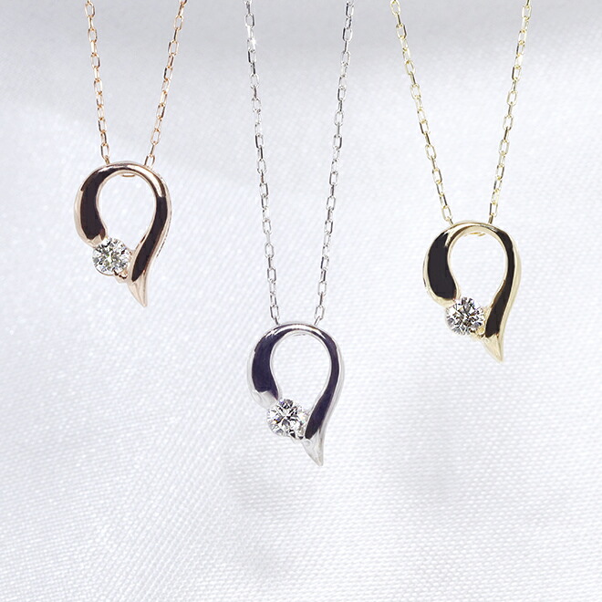 K10YG/WG/PG 1粒 天然ダイヤモンド 0.06ct ペンダント ネックレス ファッション ジュエリー アクセサリー レディース 4月誕生石 10金 イエローゴールド ホワイトゴールド ピンクゴールド 「4P0120-k10」 送料無料 プレゼント クリスマス 品質保証書