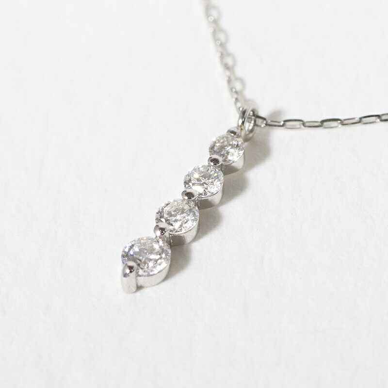 Pt900 プラチナ 0.16ct 4石 天然ダイヤモンド ネックレス ペンダント バー 棒 上品 おしゃれ バレンタイン ファッション アクセサリー ジュエリー レディース オシャレ プレゼント・送料無料・品質保証書|ジュエリーショップ ウェイ