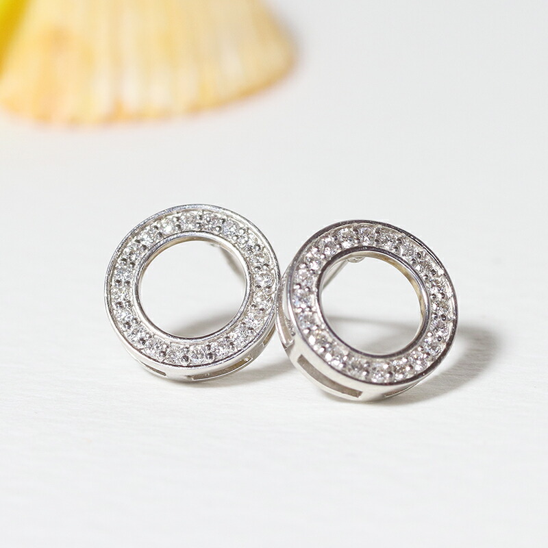 K18WG K18 ピアス ゴールド×ホワイトゴールド コンビ ダイヤモンド 楽天市場】K18ホワイトゴールド中折れ式ダイヤフープピアス(13mm