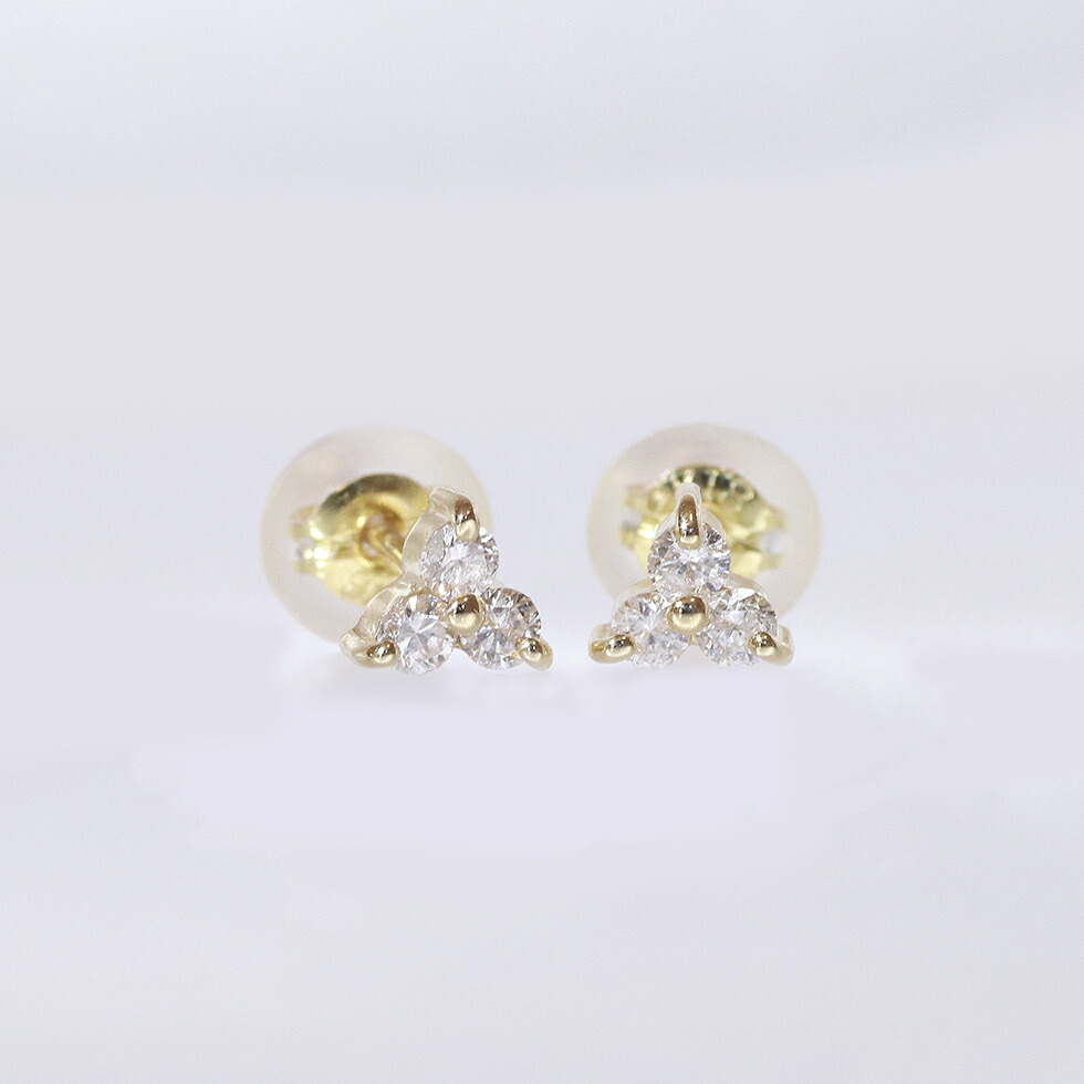 K10YG/WG/PG ダイヤモンド ピアス 0.12ct 三角 トライアングル イエローゴールド ホワイトゴールド ピンクゴールド 10金 ファッション　アクセサリー　ジュエリー　レディース　オシャレ　プレゼント・送料無料・品質保証書｜ジュエリーショップ　ウェイ