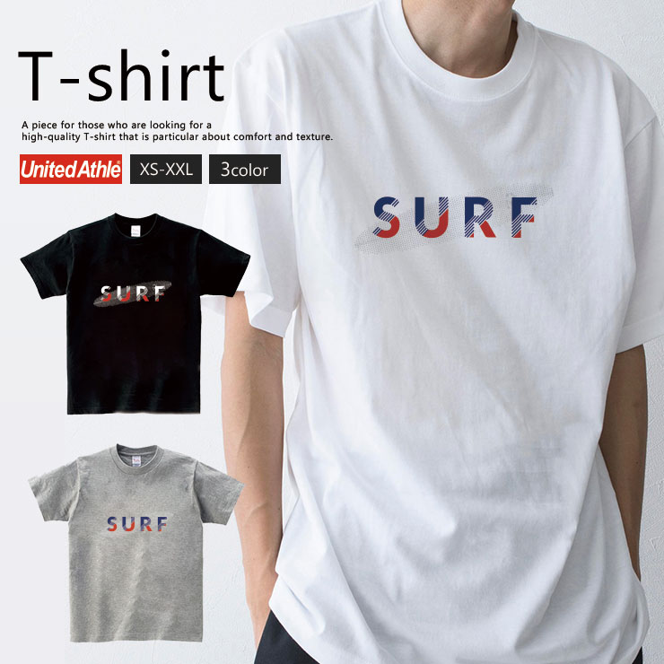 Tシャツ メンズ レディース 半袖 おしゃれ ブランド Unitedathle 5 6オンス ブラック ホワイト グレー 綿 よれない 透けない 長持ち 春 夏 プリント 大きいサイズ サーフ Surf ロゴ シンプル 英字 最大53 オフ