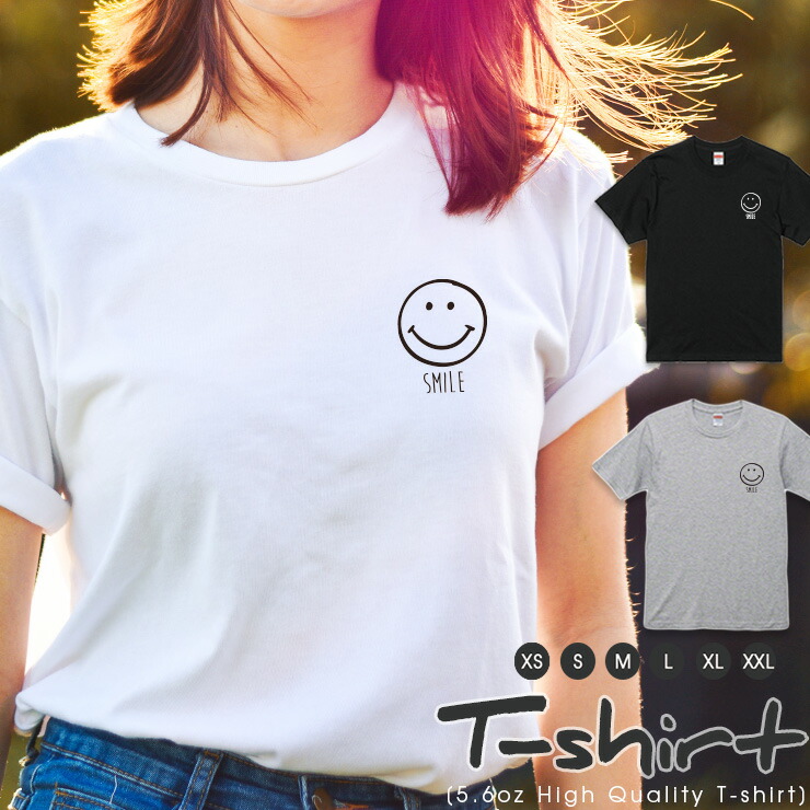 Tシャツ レディース 半袖 カジュアル ペア カップル ロゴtシャツ 大人 トップス プリント カットソー ブランド ゆったり 大きいサイズ かわいい おしゃれ 感情 スマイル にこちゃん ニコニコ Smile 心情 ワンポイント マーク 定価の ｏｆｆ