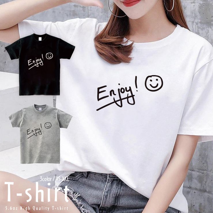 楽天市場 Tシャツ レディース 半袖 カジュアル ペア カップル ロゴtシャツ 大人 トップス プリント カットソー ブランド ゆったり 大きいサイズ かわいい おしゃれ スマイル ニコちゃん ロゴ Enjoy スマートフォンケースショップ Smh