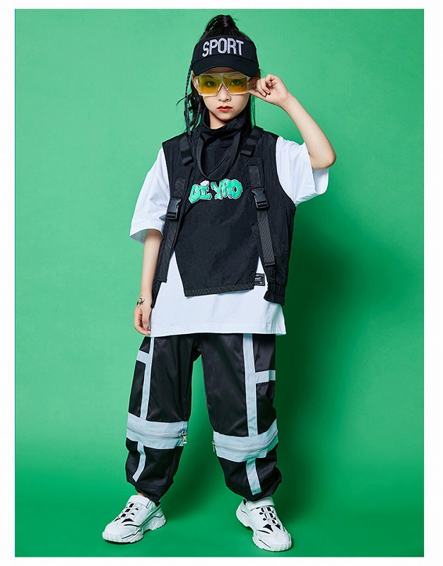楽天市場 キッズダンス衣装 セットアップ ヒップホップ ダンスファッション K Pop ダンス衣装 ベスト パンツ 韓国 黒 Sims Mart