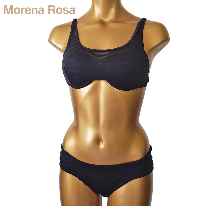 【Morena Rosa】モレナローザ ワンカラーシースルーシンプル水着｜ブラック