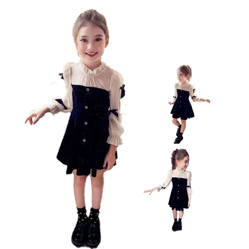 735円 逸品 ワンピース キッズ 春秋 長袖ワンピース 可愛い ロングワンピース おしゃれワンピース リボンワンピース 切り替え ジュニアワンピース ロングワンピ ガールズ カジュアル 子供服 送料無料