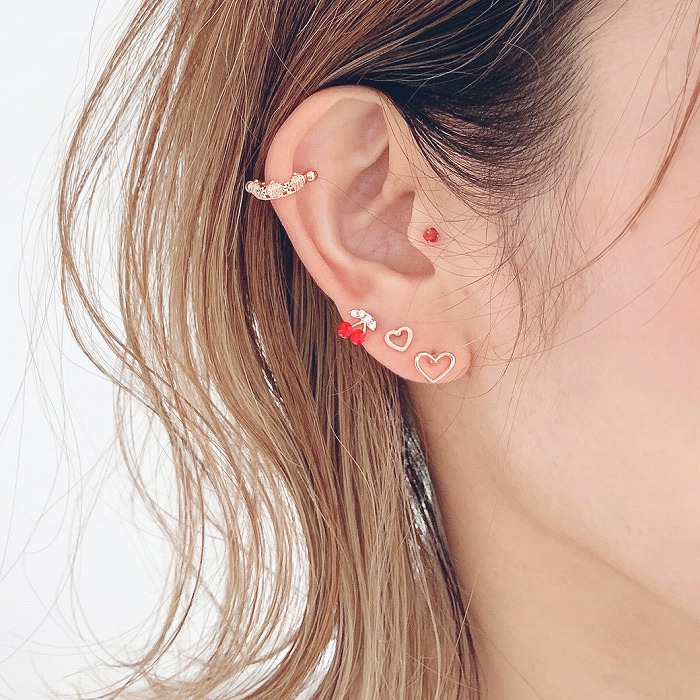 楽天市場 ボディピアス 軟骨ピアス 16g ツヤのある光沢感が大人可愛い Metalheart シンプル メタル オープン ハート ヘリックス 0303 Spicylips