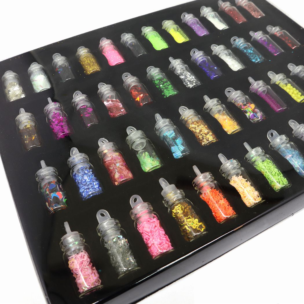 ラメ ホログラム ブリオン パーツ ミニボトル48本セット