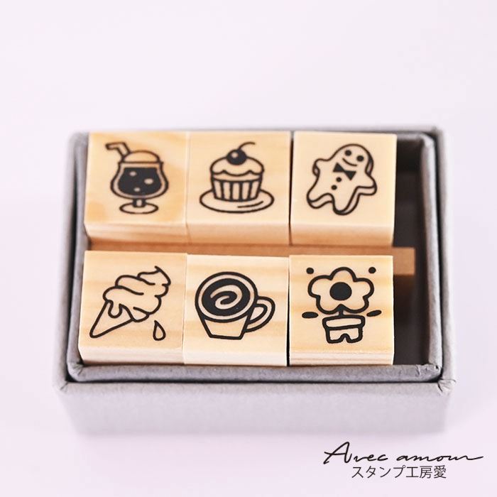 楽天市場】ミニスタンプ6本セット【カフェ パン ワンポイントスタンプ