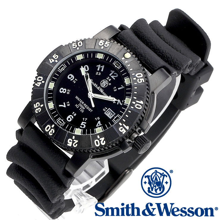 [正規品] スミス＆ウェッソン Smith & Wesson スイス トリチウム ミリタリー腕時計 SWISS TRITIUM 357 SERIES DIVER WATCH RUBBER BLACK SWW-357-R [送料無料] [雑誌掲載ブランド]