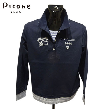 【2026年春夏】レディース ピッコーネクラブ　PICONE CLUB　ポロシャツ　ネイビー（060）・ライトグレー（080）【送料無料・代引き手数料無料】 ゴルフウェア ギフト プレゼントにも