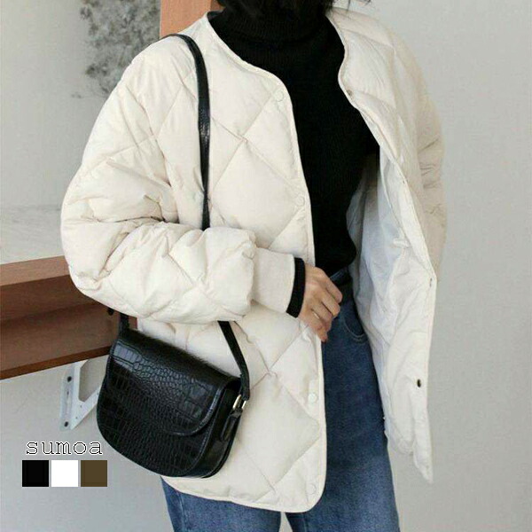 楽天市場】キルティングジャケット ダウンジャケット ノーカラー