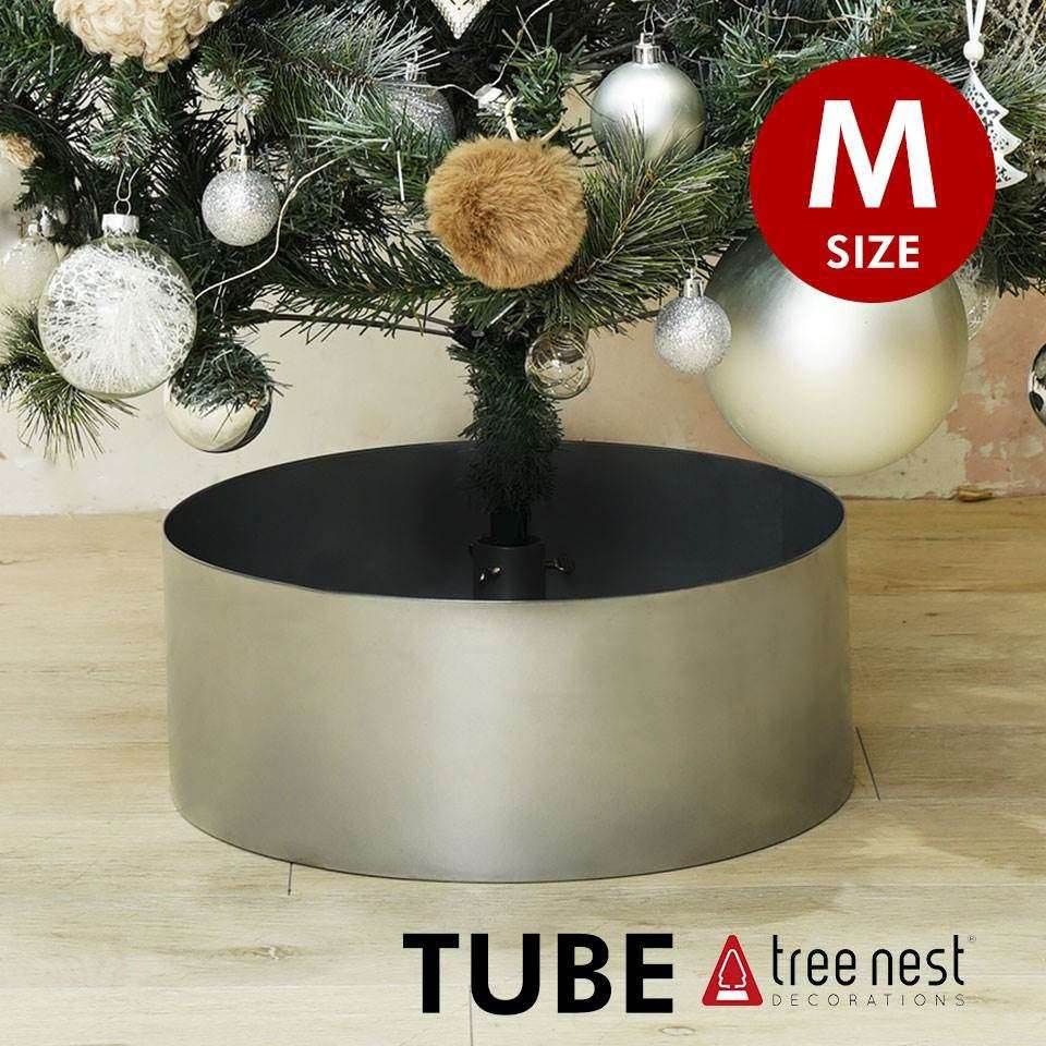 正規通販高評価 の Treenest ちょっとおしゃれなツリースタンド 送料無料 Tree Nest ツリースカート Tube チューブ Mサイズ シルバー クリスマスツリーがランクアップします ツリーネスト ツリーデコレーション 超お手軽 再入荷 の