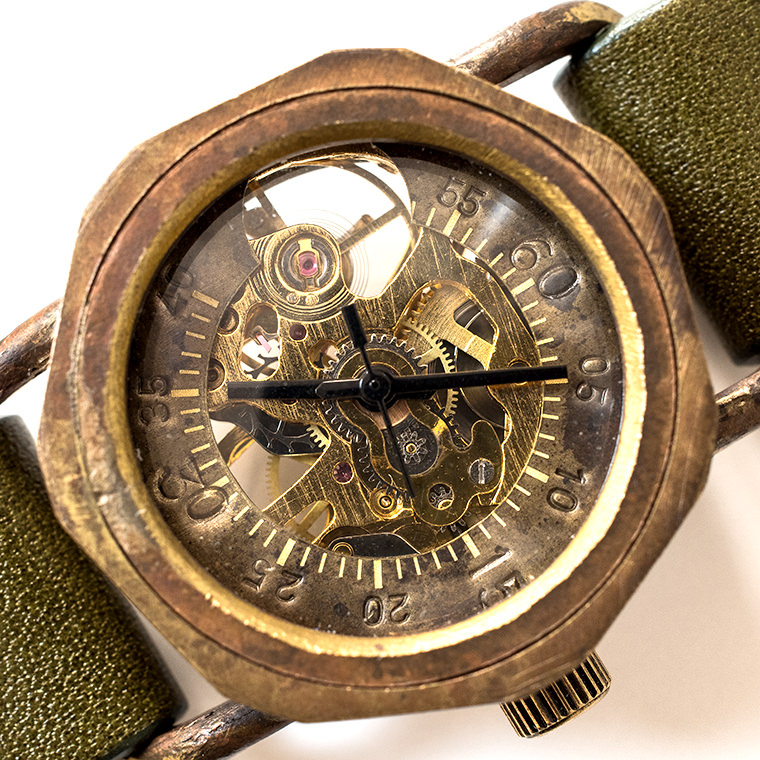 楽天市場 機械式手巻き腕時計 男女兼用 メンズ レディース スケルトンタイプ アンティーク調 ベルトカラー変更可能 本革ベルト ハンドメイド ウォッチ 日本製 Sunny Side
