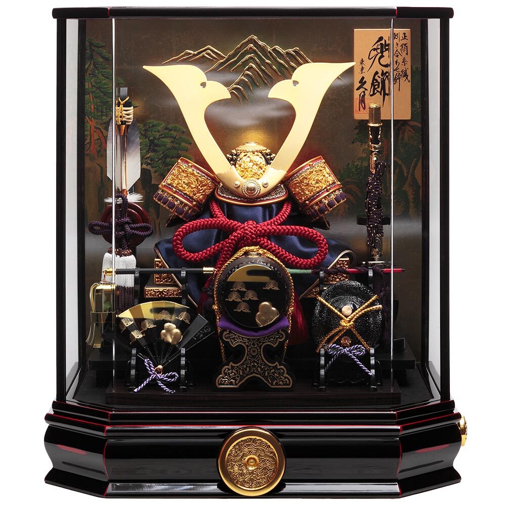 【端午の節句】武者人形　ガラスケース入り 楽天市場】兜飾り コンパクト ケース飾り ガラス ケース 入り