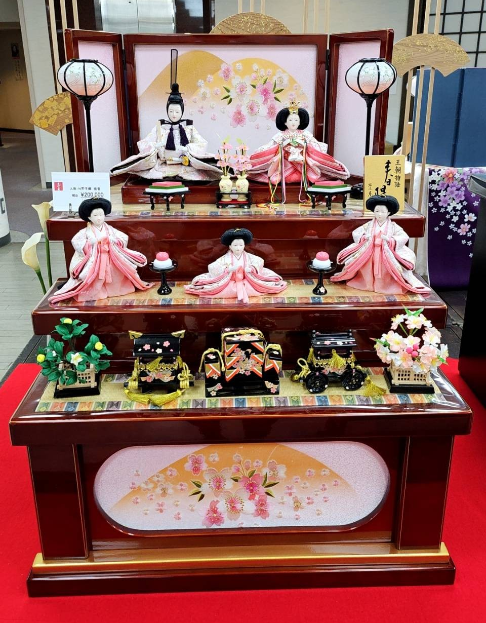 楽天市場】送料無料 久月作 雛人形 衣装着五人揃い 木製三段飾り 〈久