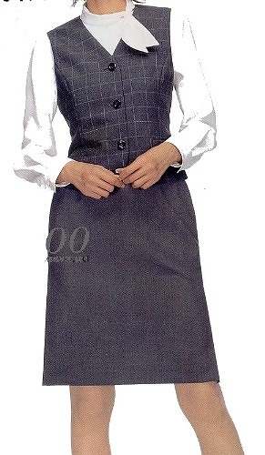 ベスト＋スカートセット インサイドプリーツ入りで超すっきり事務服・オフィスの制服・ユニフォームにおすすめ/FV3046-2/FS4051-2|事務 制服 ユニフォーム ユニホーム ビジネス オフィス 仕事着 オフィスウェア｜制服専科 16,632円