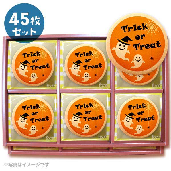 全国宅配無料 プリントクッキー Trick Or Treat おばけ お祝い プチギフト ハロウィン 45枚セットw 値引きする Sinepulse Com