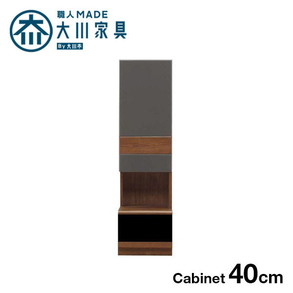 【マラソン期間P2倍】大川家具 サイドキャビネット 幅40cm BLOCCO ウォールナット ウォルナット 完成品 サイドキャビネット リビングボード シェルフ リビング収納 北欧 モダン シンプル 木製 国産 日本製 53,400円
