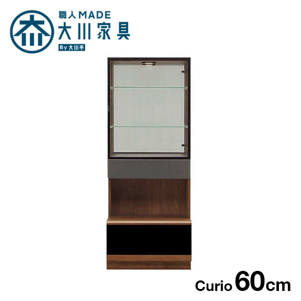 【マラソン期間P2倍】大川家具 キュリオ BLOCCO コレクションラック 幅60cm ウォールナット ウォルナット 完成品 サイドキャビネット リビング収納 北欧 モダン シンプル 木製 国産 日本製