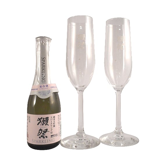 【正規販売店】獺祭 だっさい スパークリング 乾杯セット 純米大吟醸45発泡 180ml 1本 と フルートグラス 2脚 ボックス 日本酒 山口県 獺祭 本州のみ送料無料 クール便 お酒 母の日 プレゼント