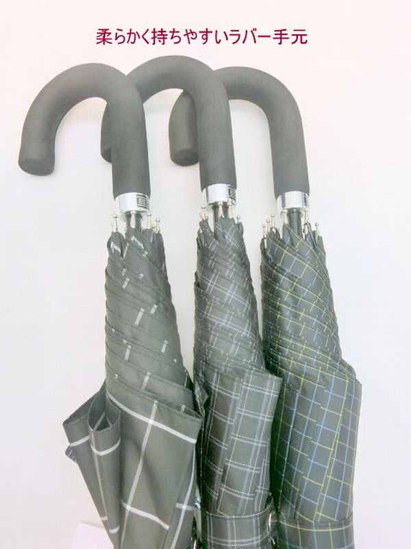 市場 雨傘 先染め 長傘 特大サイズ グラスファイバー耐風骨 傘 メンズファッション ジャンプ傘 風に強い 親骨長さ75cm 格子 ファッション小物 紳士