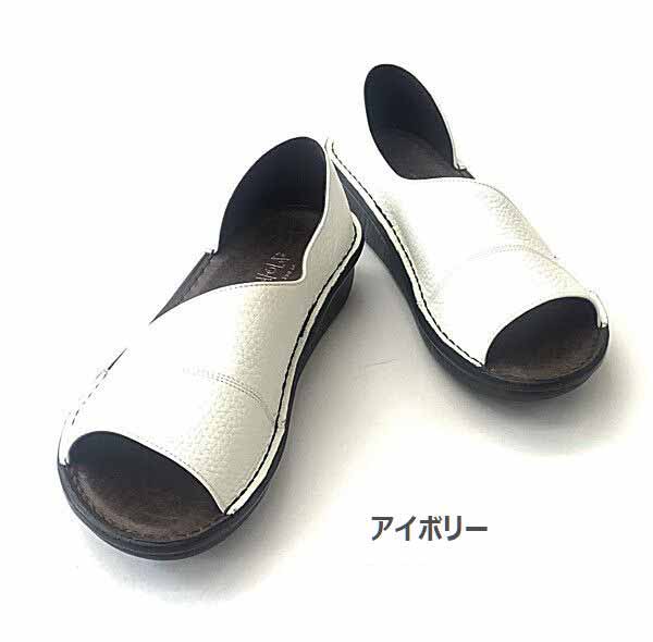 サンダル レディースシューズ レディースファッション 靴 本革 サイドオープン S M L LL 爪先のかえりよい 船底タイプ 楽々コンフォート 足の負担を和らげる 歩行に最適 コンフォートシューズ