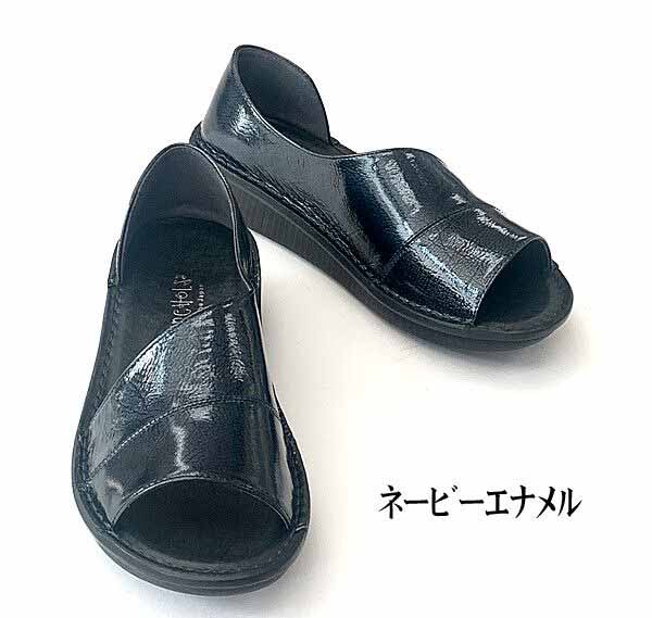 サンダル レディースシューズ レディースファッション 靴 本革 サイドオープンサンダル S M L LL 爪先かえりよい 船底タイプ 楽々コンフォート 足の負担を和らげる 歩行に最適 コンフォートシューズ