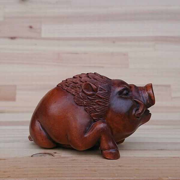 楽天市場】ぶた 木彫り 置物【匠の木彫り 座り ぶた 】 かわいい