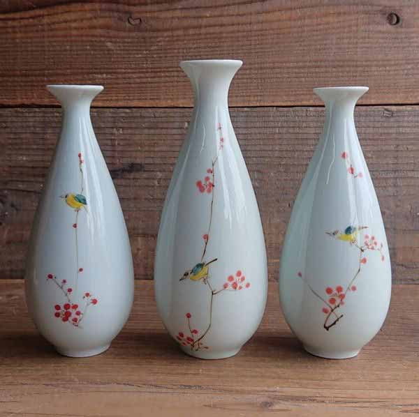 楽天市場】花びん 花瓶 花器 陶器製 景徳鎮 鶴 松 フラワーベース 和