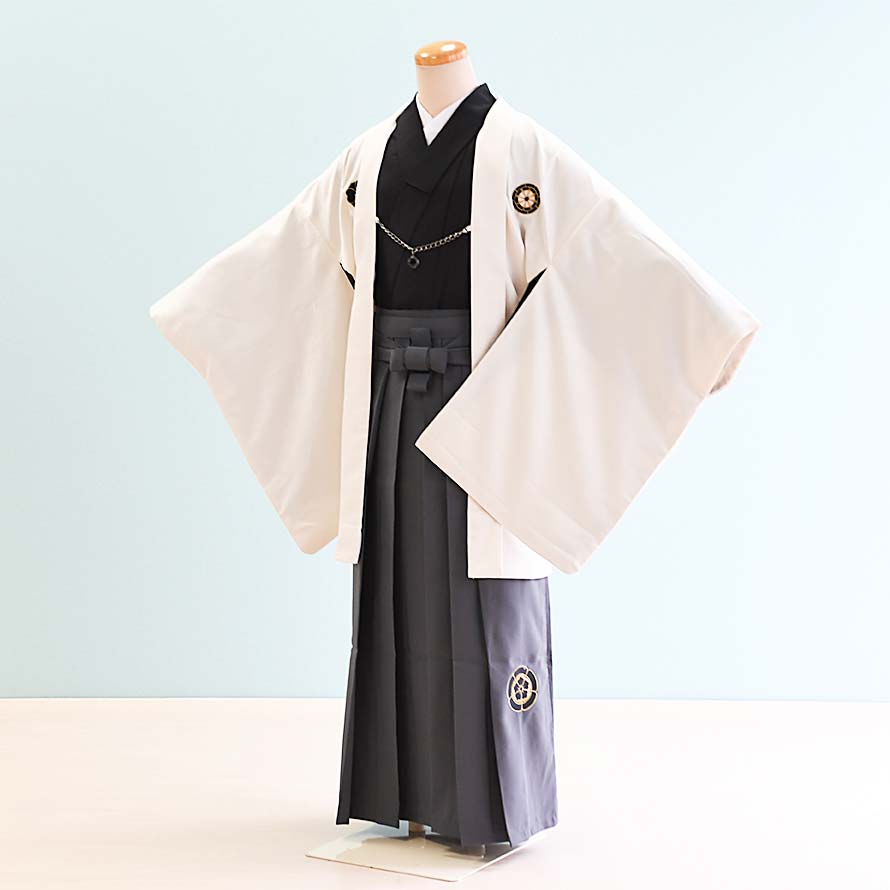 着物セット レンタル 小学生 袴 Boy 12歳 13歳 卒業式 ジュニア袴 紋付袴 羽織袴 十三参り 激安 格安 男の子 Jb 18 白 グレー 紋 Kukka レンタル 人気特価 Academsi Org
