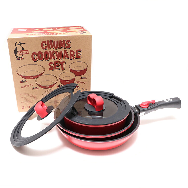 CHUMS チャムス CH62-1917クックウェアセット　調理器具　クッキング用具　キャンプでもご自宅でも、取っ手がとれるフライパン＆鍋セット【セレスポ】